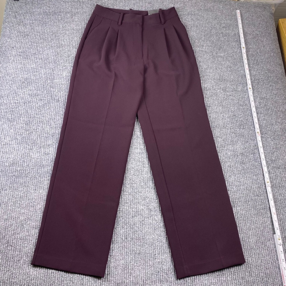 Worthington Everyday Pant 4 Rich Plum High Rise Pleated Wide Leg Career NEW